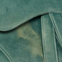 Pre Owned Dior Green Velvet Mini Saddle Bag
