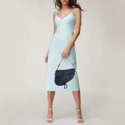 Pre Owned Dior Navy Blue Ultra Matte Leather Saddle Bag