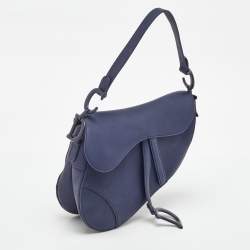 Pre Owned Dior Navy Blue Ultra Matte Leather Saddle Bag