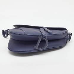 Pre Owned Dior Navy Blue Ultra Matte Leather Saddle Bag