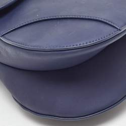 Pre Owned Dior Navy Blue Ultra Matte Leather Saddle Bag