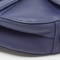 Pre Owned Dior Navy Blue Ultra Matte Leather Saddle Bag
