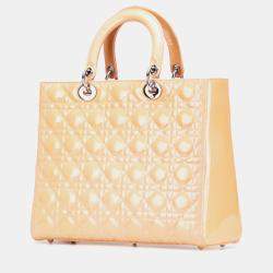 Pre Owned حقيبة يد ديور "ليدي ديور" جلد بنقش كاناج كبيرة بيج براءات الاختراع