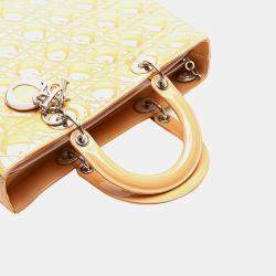 Pre Owned حقيبة يد ديور "ليدي ديور" جلد بنقش كاناج كبيرة بيج براءات الاختراع