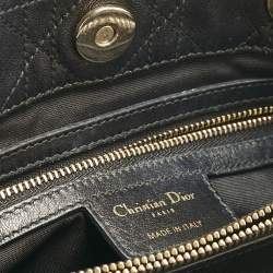 Pre Owned Dior Black Cannage Leather Small Soft Lady Dior Tote