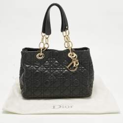 Pre Owned Dior Black Cannage Leather Small Soft Lady Dior Tote