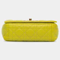 Pre Owned Dior Caro Small Yellow Cannage Calfskin Leather Shoulder Bag