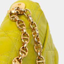 Pre Owned Dior Caro Small Yellow Cannage Calfskin Leather Shoulder Bag