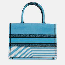 Pre Owned Dior D Jungle Pop Book Tote Blue Medium Multicolor Canvas Tote Bag