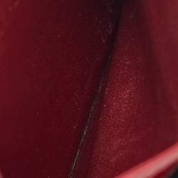 Pre Owned Dior Dark Red Cannage Patent Leather Lady Dior Card Case