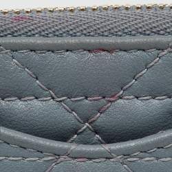 Pre Owned Dior Pale Blue Cannage Leather Cosmos Zip Card Holder