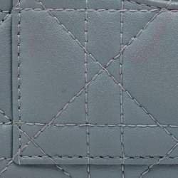 Pre Owned Dior Pale Blue Cannage Leather Cosmos Zip Card Holder