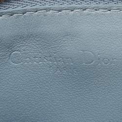 Pre Owned Dior Pale Blue Cannage Leather Cosmos Zip Card Holder