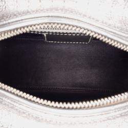 Pre Owned Dior Silver Medium Ombre Metallic Patent Microcannage Lady Dior