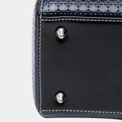 Pre Owned Dior Silver Medium Ombre Metallic Patent Microcannage Lady Dior