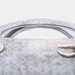 Pre Owned Dior Silver Medium Ombre Metallic Patent Microcannage Lady Dior