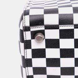 Pre Owned Dior Black White Medium Calfskin Checkered Lady Dior