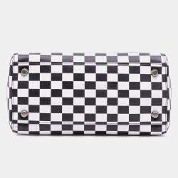 Pre Owned Dior Black White Medium Calfskin Checkered Lady Dior
