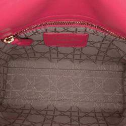 Pre Owned Dior Pink Mini Lambskin Cannage Lady Dior