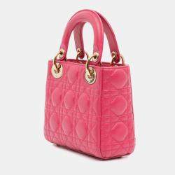 Pre Owned Dior Pink Mini Lambskin Cannage Lady Dior