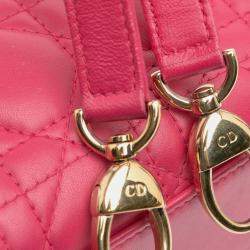 Pre Owned Dior Pink Mini Lambskin Cannage Lady Dior
