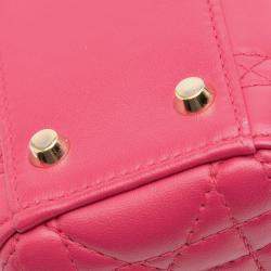 Pre Owned Dior Pink Mini Lambskin Cannage Lady Dior