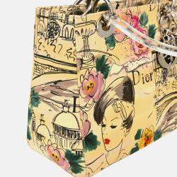 Pre Owned Christian Dior Beige Canvas Lady Dior 2way Handbag