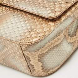 Pre Owned Dior Beige Python Medium Miss Dior Flap Bag