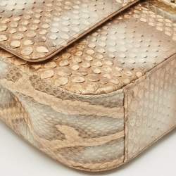 Pre Owned Dior Beige Python Medium Miss Dior Flap Bag