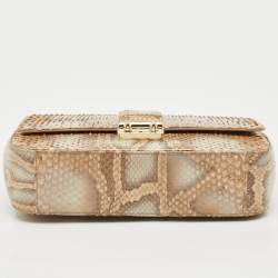 Pre Owned Dior Beige Python Medium Miss Dior Flap Bag