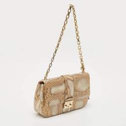 Pre Owned Dior Beige Python Medium Miss Dior Flap Bag