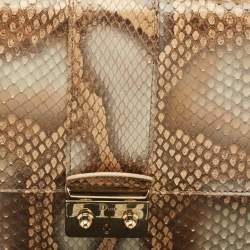 Pre Owned Dior Beige Python Medium Miss Dior Flap Bag