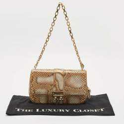 Pre Owned Dior Beige Python Medium Miss Dior Flap Bag