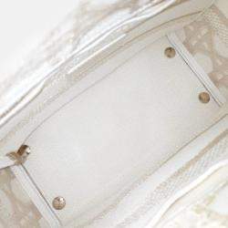 Pre Owned Dior Gold/White Fabric Medium D-LITE Lady Bag