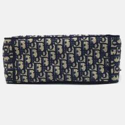 Pre Owned Dior Navy Blue Leather Oblique Camp Messenger Bag