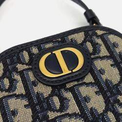 Pre Owned Dior Beige Navy Blue Canvas 30 Montaigne Oblique Phone Holder Crossbody Bag