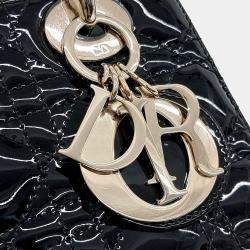 Pre Owned Dior Black Patent Leather Lady Bag Small