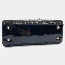Pre Owned Dior Black Patent Leather Lady Bag Small