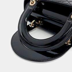 Pre Owned Dior Black Patent Leather Lady Bag Small
