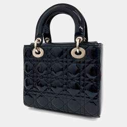 Pre Owned Dior Black Patent Leather Lady Bag Small