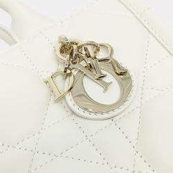 Pre Owned Dior White Leather Cannage Book Tote Bag Mini