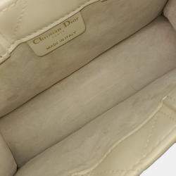 Pre Owned Dior White Leather Cannage Book Tote Bag Mini
