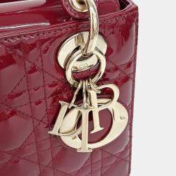 Pre Owned Dior Red Patent Leather Patent Cannage Lady Bag Small
