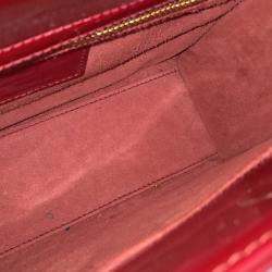 Pre Owned Dior Red Patent Leather Patent Cannage Lady Bag Small