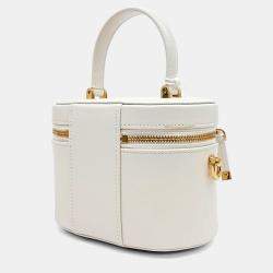 Pre Owned Dior White Leather CD Signature Small Vanity bag