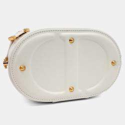 Pre Owned Dior White Leather CD Signature Small Vanity bag