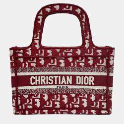 Pre Owned Dior Red Fabric Oblique Mini Book Tote Bag