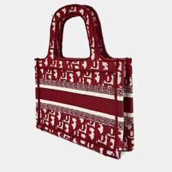 Pre Owned Dior Red Fabric Oblique Mini Book Tote Bag