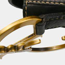 Pre Owned Christian Dior Black Leather Saddle Shoulder Bag