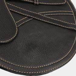 Pre Owned Christian Dior Black Leather Saddle Shoulder Bag